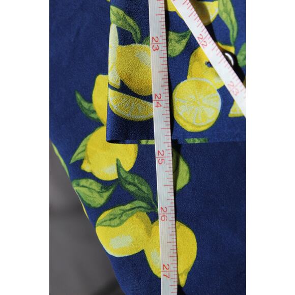 Banana Republic Button Up Long Sleeve Blouse Navy Blue Lemon All over Print XL - Picture 4 of 9